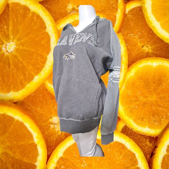 NFL Women's Gray Ravens Fleece Hooded Long Sleeve‎ Pullover Sweatshirt - Picture 2 of 7